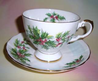 Tuscan Birthay Flowers Decembers Holly Tea Cup and Saucer Set  