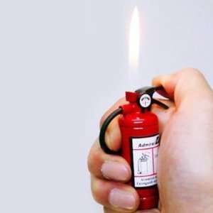  Fire Extinguisher Design Flame Lighter with LED Flashlight 
