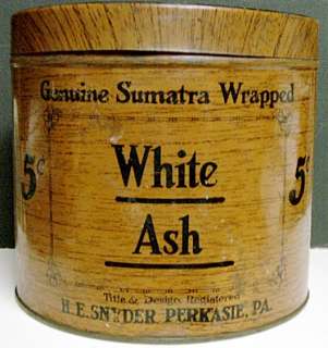 1925 White Ash Cigar Tin Canister   Perkasie, PA  