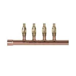  4 port Copper Manifold, 1/2 PEX valves, fem. sw. inlet 