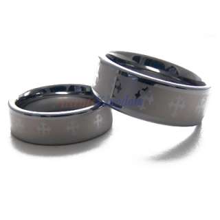 MENS AND WOMENS TUNGSTEN WEDDING RING SET SILVER CROSS  