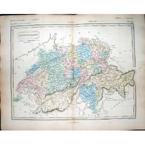  1860 Map Switzerland Lake Neuchatel Walden Geneva