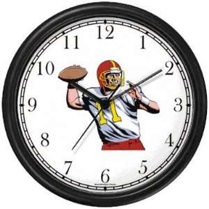  Football Quarterback Throwing Ball Football Theme Wall Clock 