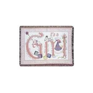 Its a Girl New Baby Pink Celebration Afghan Throw Blanket 