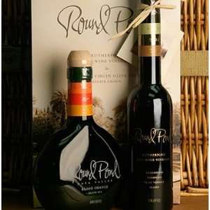 Finest Extra Virgin Olive Oil and Balsamic Vinegar Gift Set by Round 