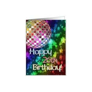   26th Birthday card with a rainbow of disco lights Card Toys & Games