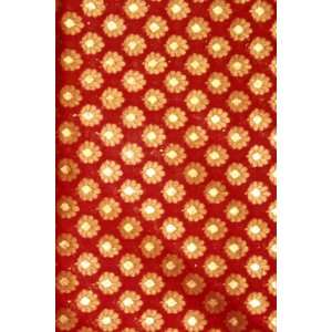 Red Fabric from Banaras with All Over Flowers Woven All Over   Pure 