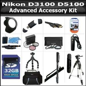  32GB Accessory Bundle Kit For Nikon D3200 D3100 D5100 