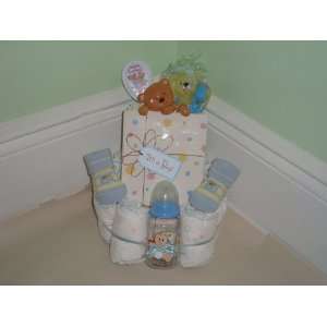Boy Gift Box One Layer Diaper Cake   Comes Decoratively Wrapped Making 
