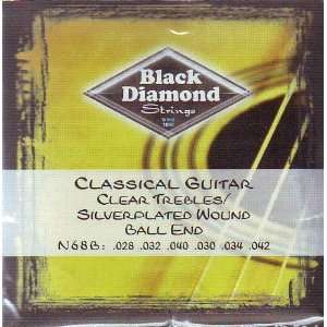  Black Diamond Classical Guitar Clear Trebles/Silverplated 