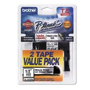  P Touch TZ Tape Cartridge   1/2w, Black on Clear, 2/Pack 