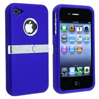    on Hard Case Cover w/ Chrome Stand For iPhone 4 G 4S Blue+Red+Purple