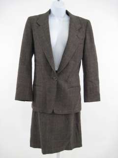 AUGUSTUS Brown Gray Tweed Blazer Jacket Skirt Suit Sz 6  