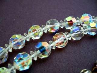 AB VINTAGE CRYSTAL GLASS NECKLACE GRADUATED 18 LONG  