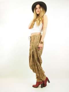 Vtg 70s Cotton ETHNIC India PAISLEY Drape HAREM Gypsy Boho Pants OS 