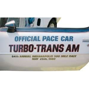  1980 Trans Am Turbo Indianapolis 500 Pace Car Door Decal 