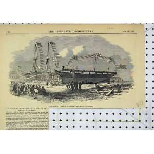    1850 Scene Launch Earl Hardwicke Whaling Ship Cowes