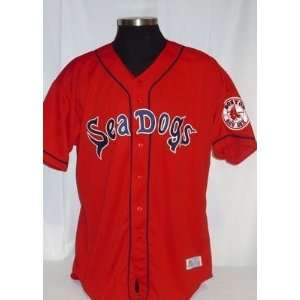  Portland Sea Dogs #60 Game Worn Red Jersey with Boston Red 