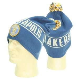  Minneapolis Lakers Retro Ball Top Winter Knit Hat   Blue 