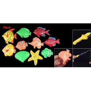   10 pcs Colors Plastic Fishes Sea Fishing Rod Set Toy Toys & Games
