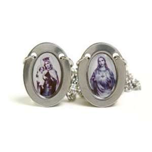  Stainless Steel Oval Scapular   Black and White. Made in 
