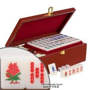    Japanese Riichi Mahjong Game Set with White Tiles Toys & Games