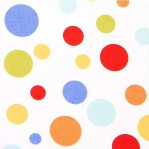  white Michael Miller fabric with colourful polka dots 