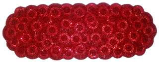 Swirl Glass Beaded Table Runner with Scalloped Edges in Red   13x36 