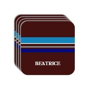 Personal Name Gift   BEATRICE Set of 4 Mini Mousepad Coasters (blue 