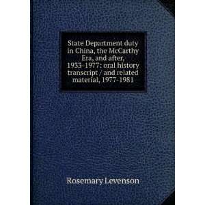   transcript / and related material, 1977 1981 Rosemary Levenson Books