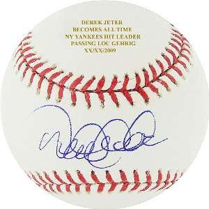   Derek Jeter Autographed and Engraved With Record Breaking Hit, Date