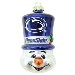  Top Hat Snowman Glass Ornament   Penn State Sports 