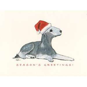  Bedlington Terrier in Santa Hat Boxed Christmas Notecards 