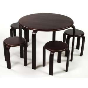  5 Pc Round Table and Stools Set   Espresso