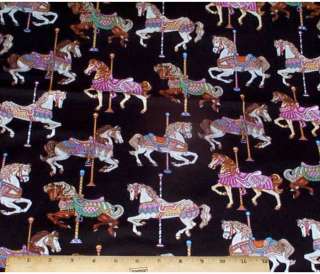 Carousel Horses Painted Ponies Cotton Fabric 1/2yd RJR Dan Morris 