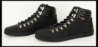 GUCCI MENS HI TOP SNEAKERS SHOES BOOTIES GUCCISSIMA GG LEATHER WEB 6 