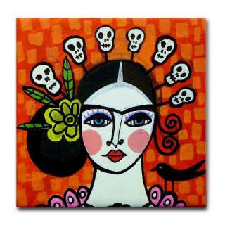 MEXICAN TILES Day of The Dead   Mexican Folk Art Ceramic Tile  Mexican 