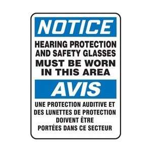   SAFETY GLASSES MUST BE WORN IN THIS AREA (BILINGUAL FRENCH) Sign   14