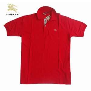  Burberry Mens Classic Nova Check Polo Shirt in Red Size 