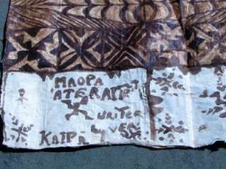 LARGE HAND PAINTED POLYNESIAN TAPA CLOTH TONGA  