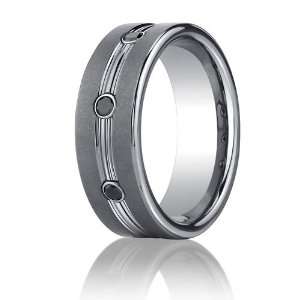  Benchmark 7mm Tungsten Carbide Ring with Black Diamonds, 6 