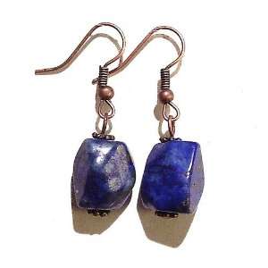  Lapis Lazuli Nugget & Antique Copper Earrings Jewelry