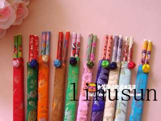 WHOLESALE 10 PAIRS BAMBOO CHOPSTICKS WITH SILK COVERS  