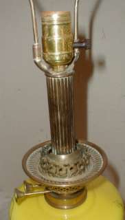 ANTIQUE 1890s BRASS COLUMN BANQUET LAMP W GLASS FONT  