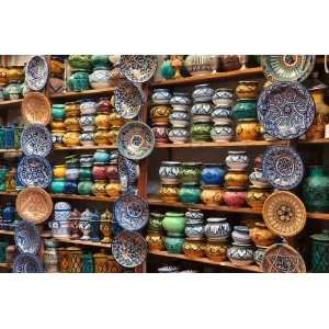 Colorful Ceramics for Sale in Marrakech, Morocco   Peel and Stick Wall 