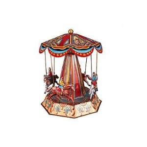  Tin lever wind horse carousel figurine