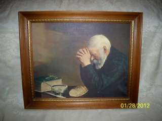   HOME INTERIOR HOMCO FRAMED PICTURE GRACE OLD MAN PRAYING GIVING THANKS