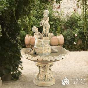  Henri Studio Pouring Cherubs Fountain   Trevia Greystone 