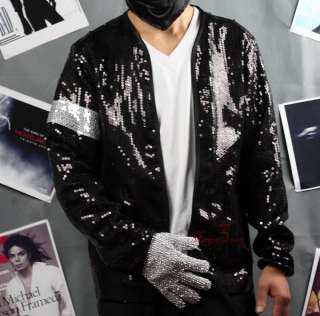 Michael Jackson Billie Jean Sequin Jacket W/ Armband MJ Costume COAT 