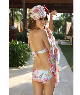 New Floral 3 pcs Bikini with Beach dress Swimwear Swimsuit S M L SW75 
